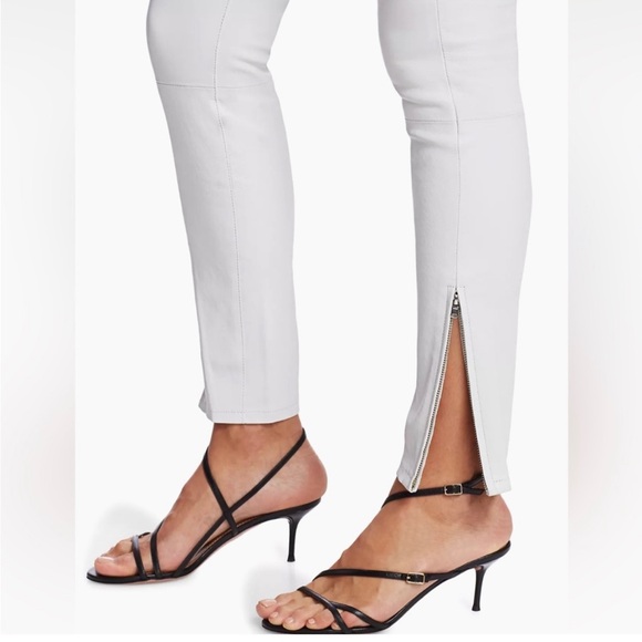 J BRAND Mid Rise 100% Lamb Leather Pants Tectonic Ivory White-Size 24 - Picture 2 of 7